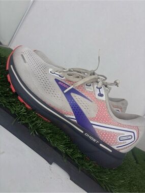 Brooks Ghost 14 Womens Size 10.5 White Purple Pink Running Walking Shoes Sneaker